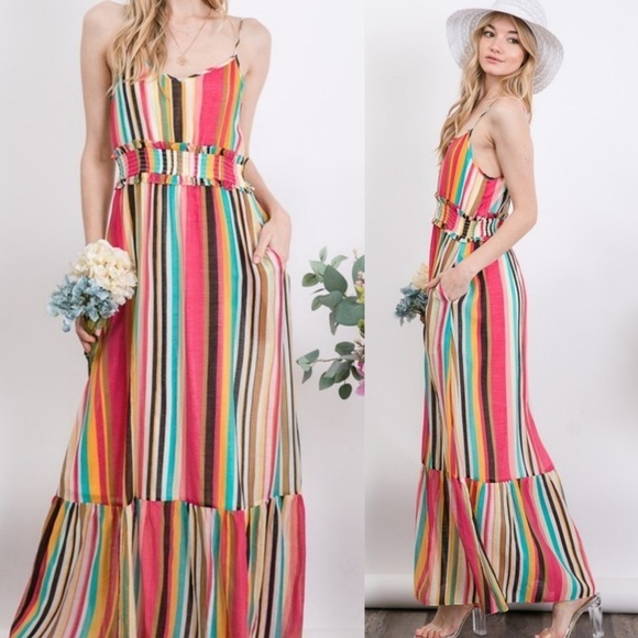 Sweetbb Dresses & Skirts - Pink Mint Stripe Maxi Dress